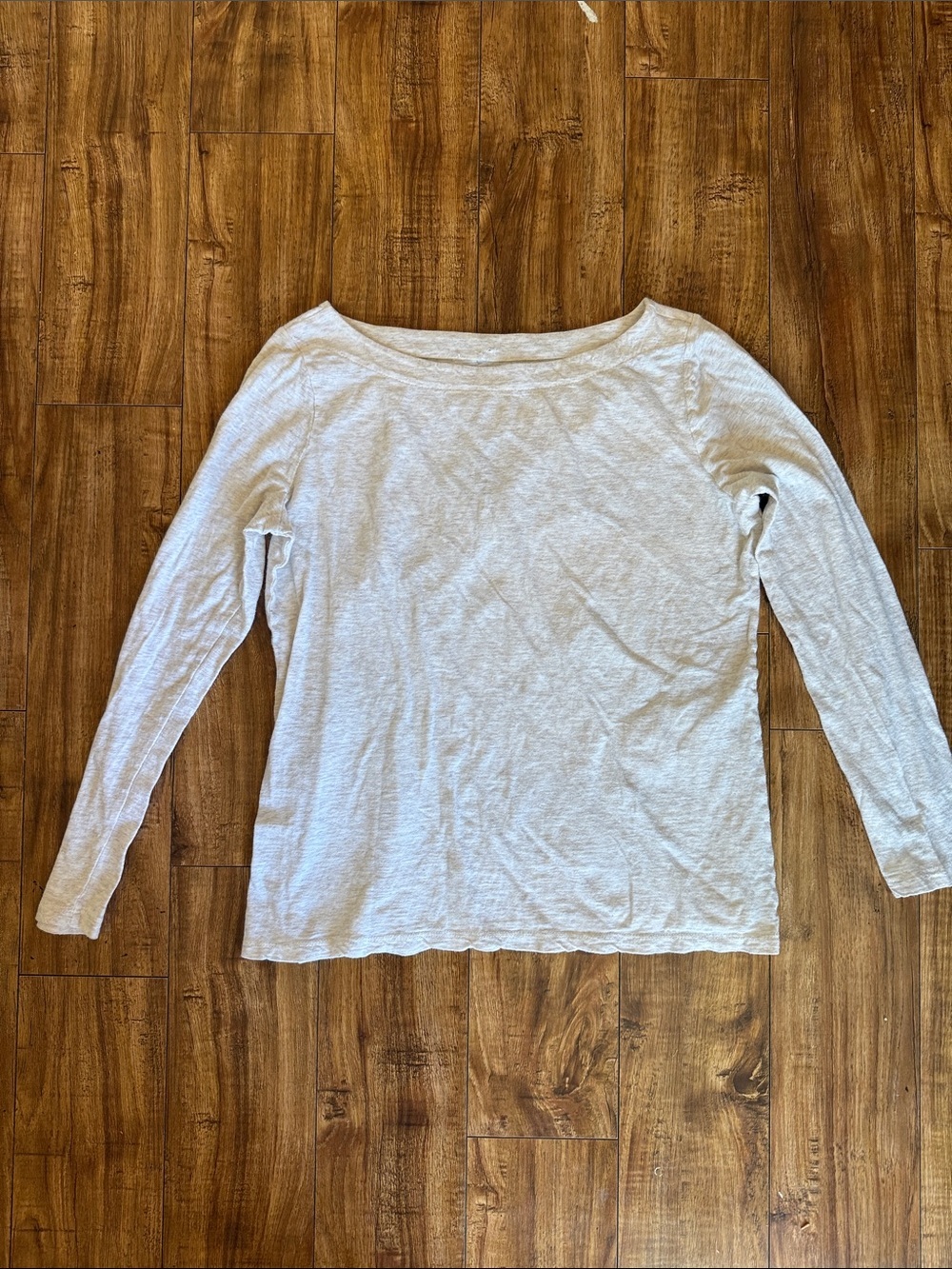 LOFT Women’s Tan Cream Heather Boatneck Long Sleeve Top Shirt Size Large